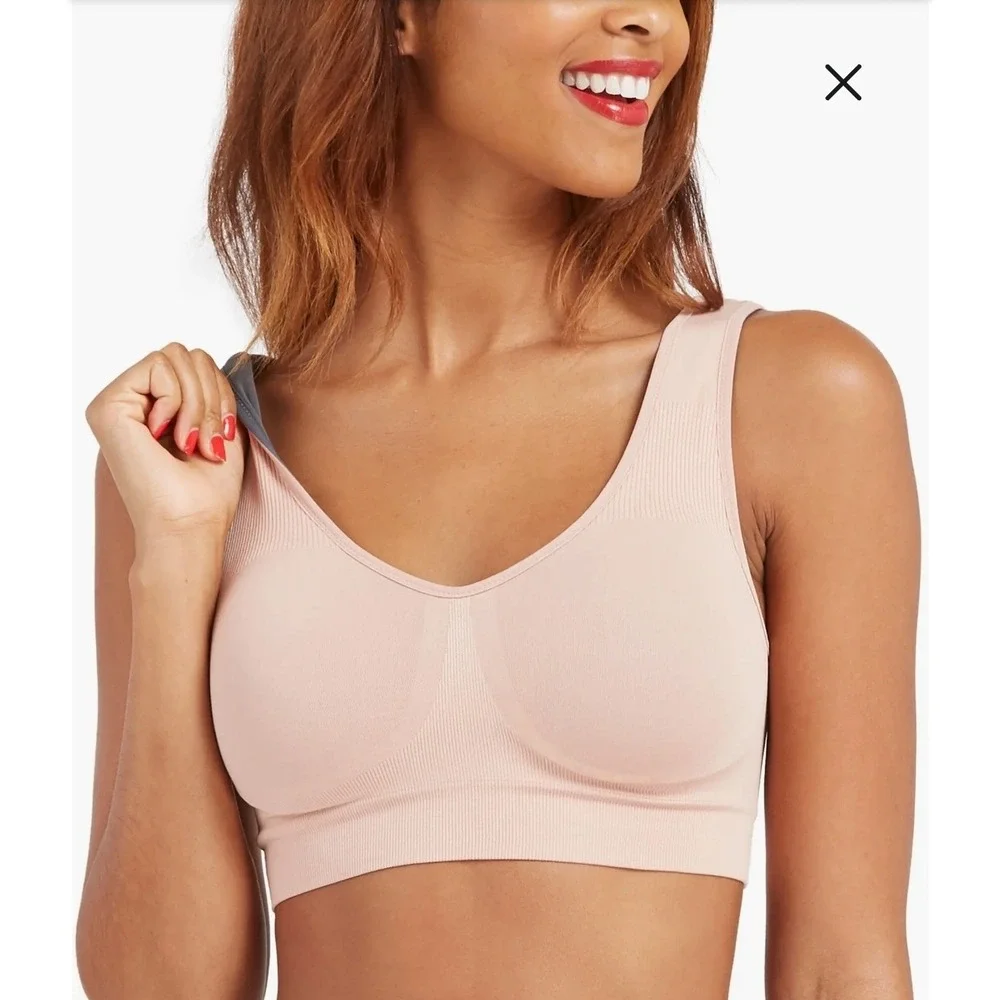 SPANX Breast of Both Worlds Reversible Tank Comfort Bra Nude‎ Grey XS NEW